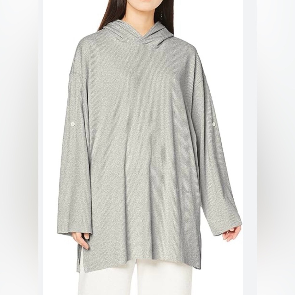 Gelato Pique Ribbed Knit Hooded Tunic Pullover-One Size.
